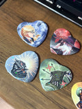 Night Warriors Souls Character Holographic Heart Buttons