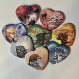 Night Warriors Souls Character Holographic Heart Buttons
