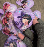 Purple Demon Hunter Holographic Heart Buttons