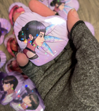 Purple Demon Hunter Holographic Heart Buttons