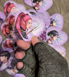 Purple Demon Hunter Holographic Heart Buttons