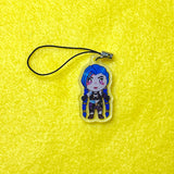 Blue Braids Rocket Girl Phone Charm
