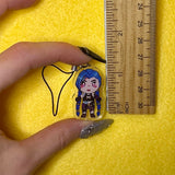 Blue Braids Rocket Girl Phone Charm