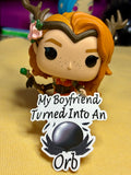 Funko Pop! vinyl figure with the sticker that says My boyfriend turned into an orb
